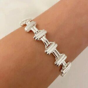 925 Sterling Silver Chunky Chain Link Toggle Bracelet Silver Statement Bracelet